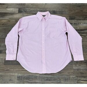 Polo‎ Ralph Lauren Mens Button Up Shirt Pink Blue White Plaid 16.5 34/35 Down